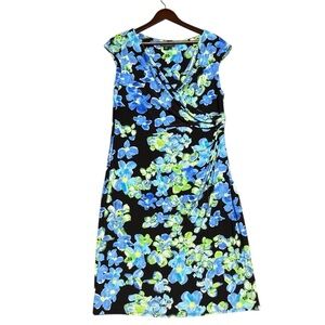 Lauren Ralph Lauren Spring Floral‎ Midi Dress NWT Size 18 Black Sleeveless Black